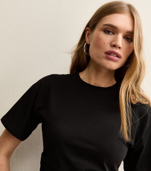 New Look Women's Black Ruched Waist Crew Neck T-Shirt New Look - 2