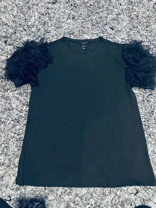 New Look Womens New Look petite black tulle Sleeve - 1