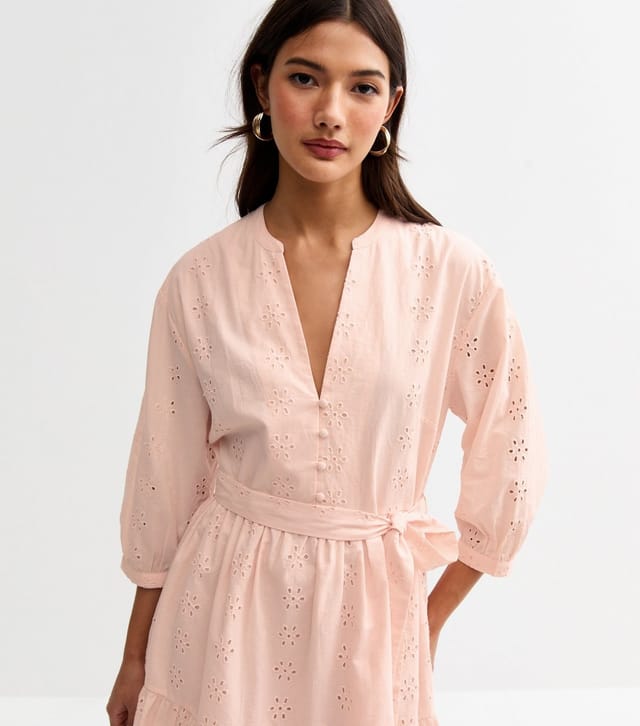 New Look Women's Light Pink Broderie Anglaise Mini Dress New Look - 3