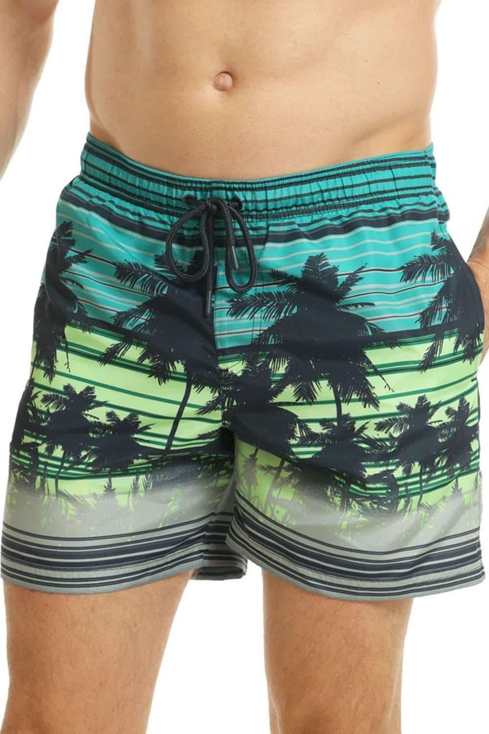 RIPT Essentials RIPT Essentials Men's Palm Tree Printed Swim Shorts in Blue