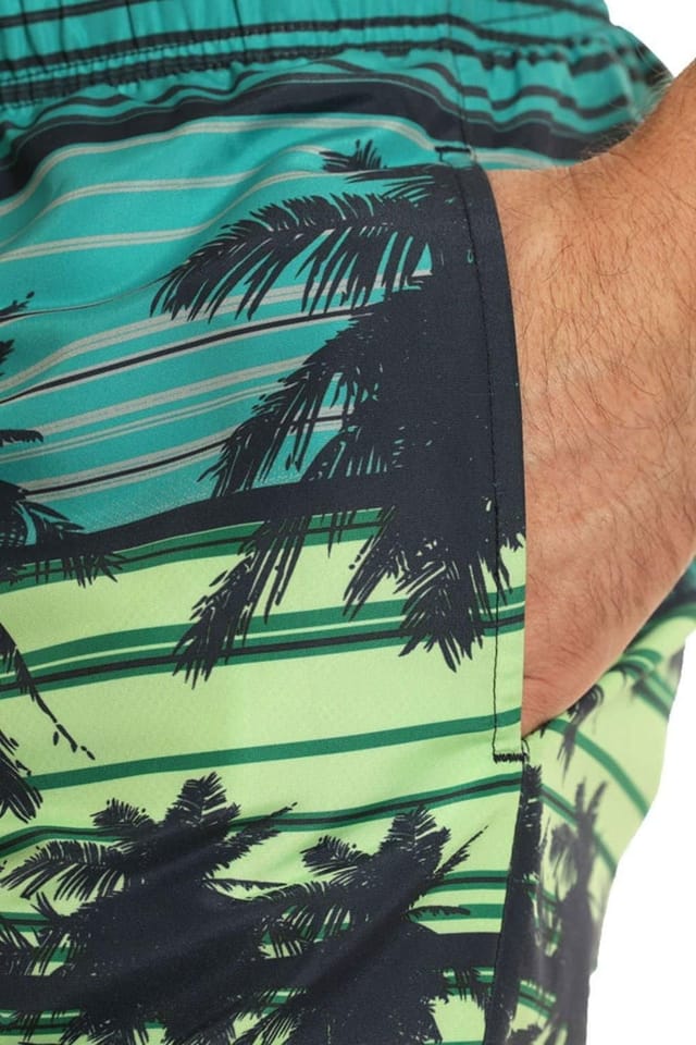 RIPT Essentials RIPT Essentials Men's Palm Tree Printed Swim Shorts in Blue - 3