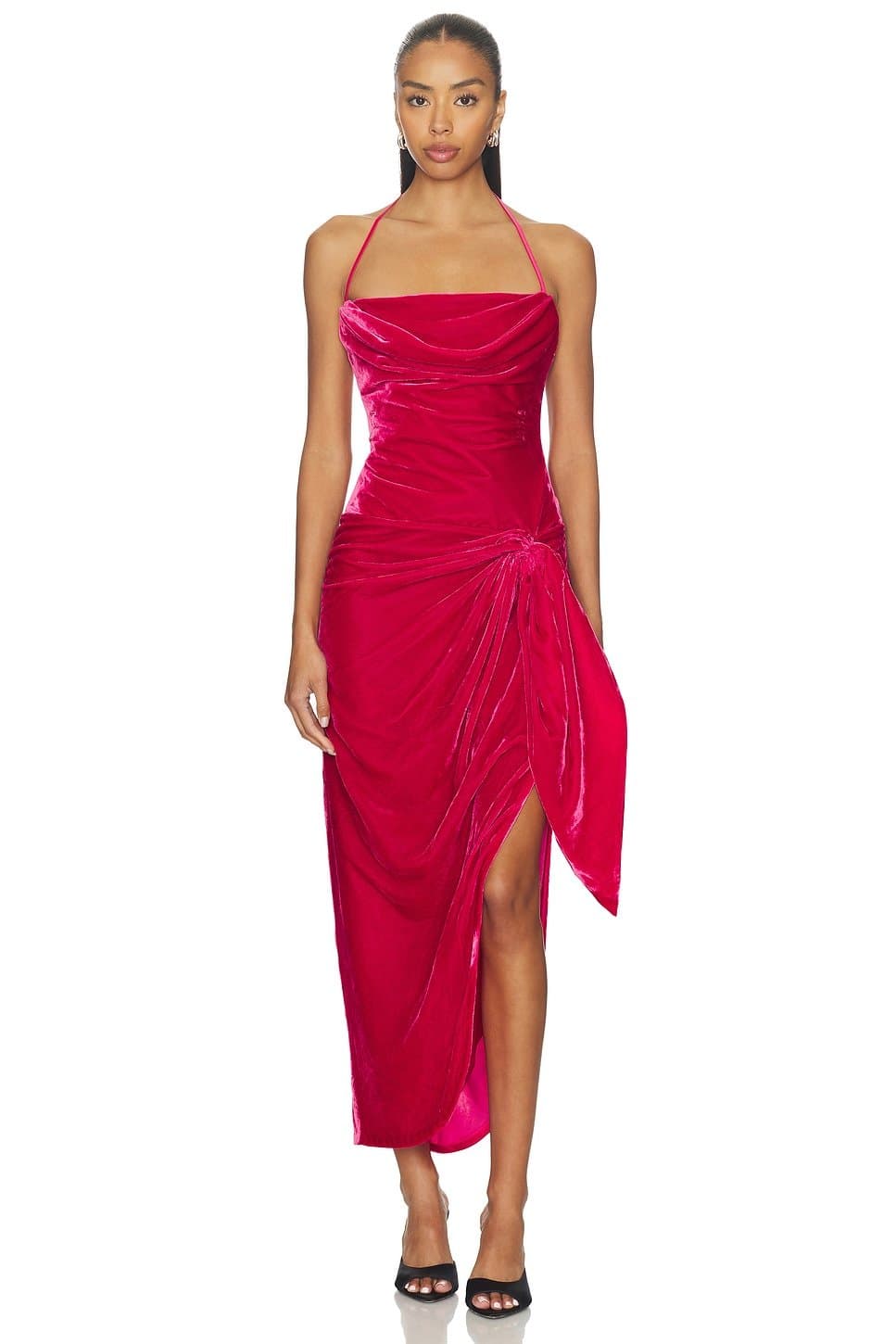 revolve Cinq a Sept Raspberry Rose Velvet Dress