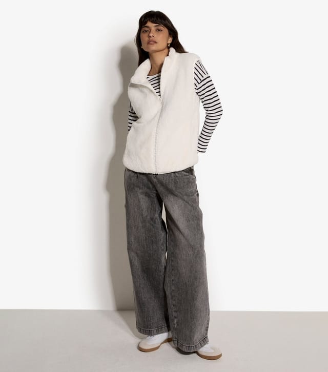 Apricot Women's Cream Fleece Zip Up Gilet Apricot New Look - 2