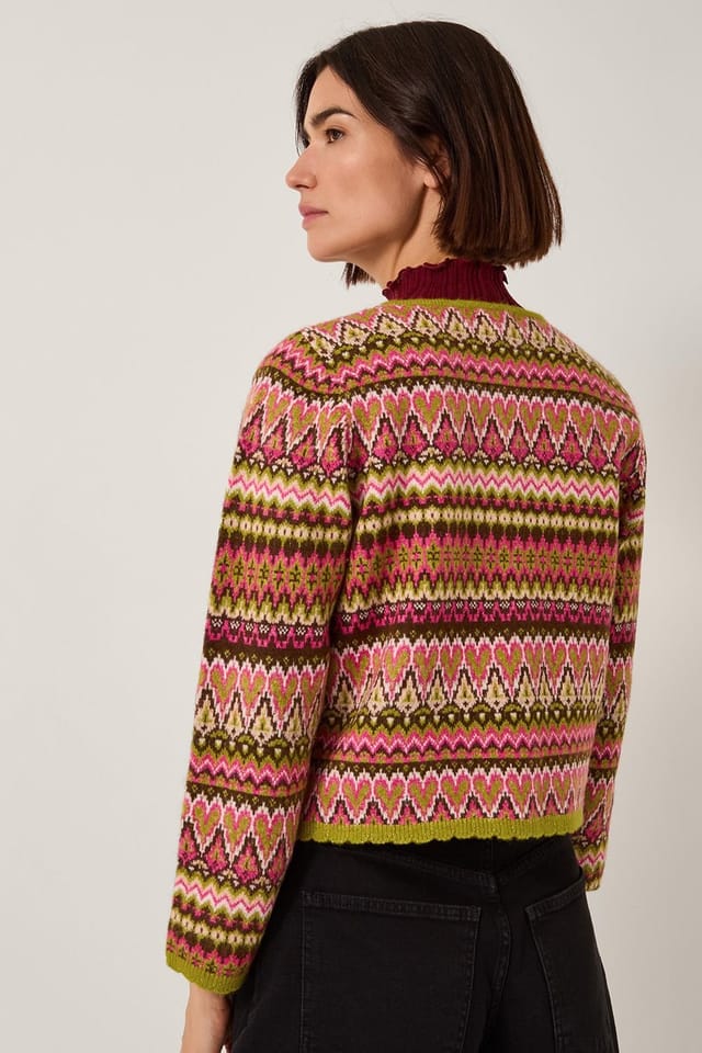 Monsoon Monsoon Women's Fiona Fair Isle Cardigan Pink - 2