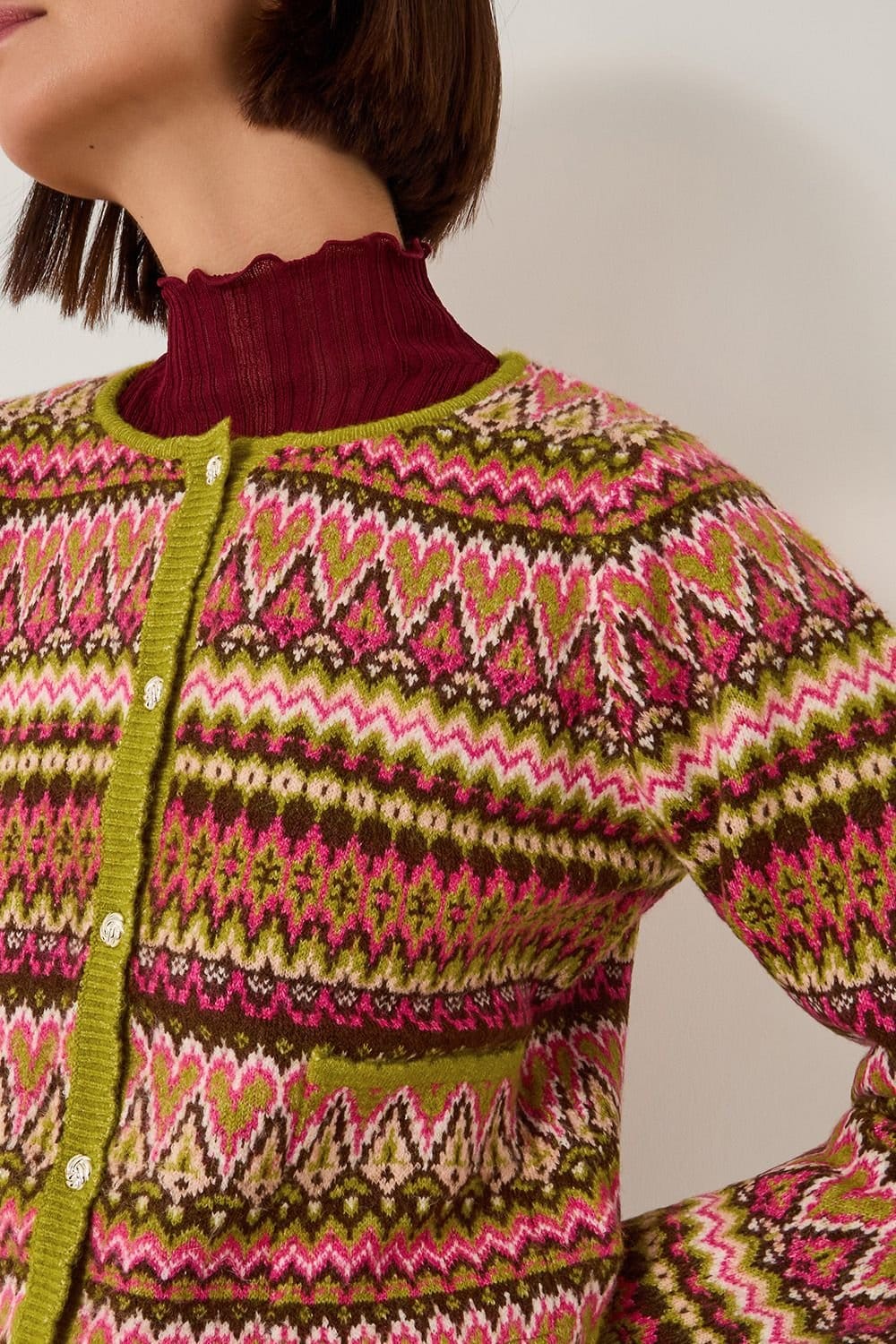 Monsoon Monsoon Women's Fiona Fair Isle Cardigan Pink - 4