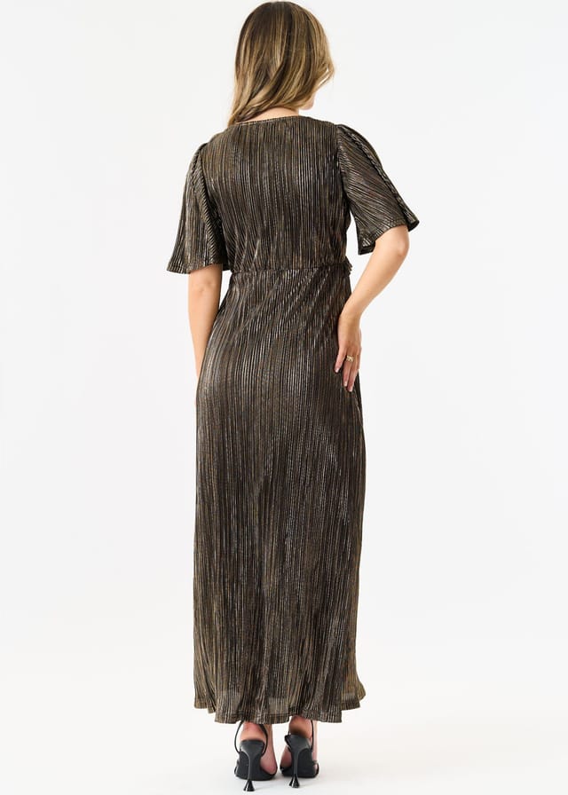 Gini London Gini London Women's Black Occassion Metallic Plisse One Shoulder - 2