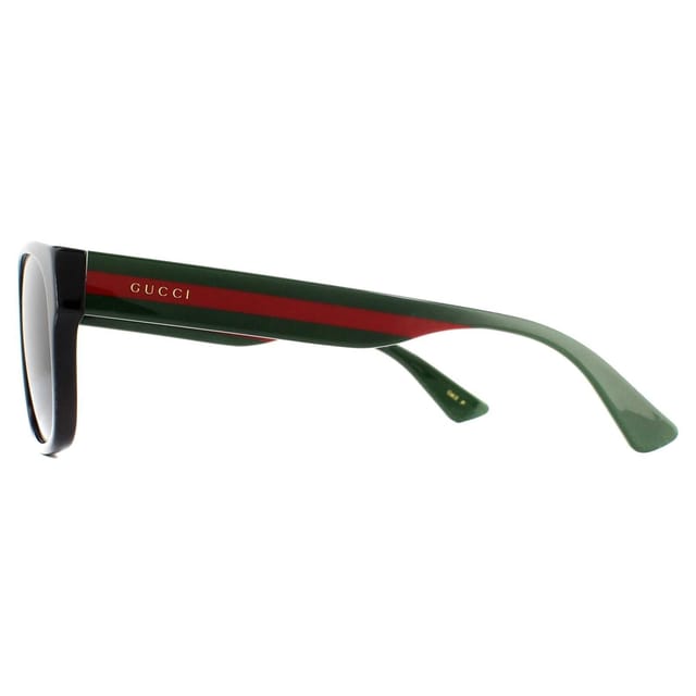 Gucci Gucci Men's Rectangle Black with Green & Red Stripe Grey Polarized Sunglasses - 3
