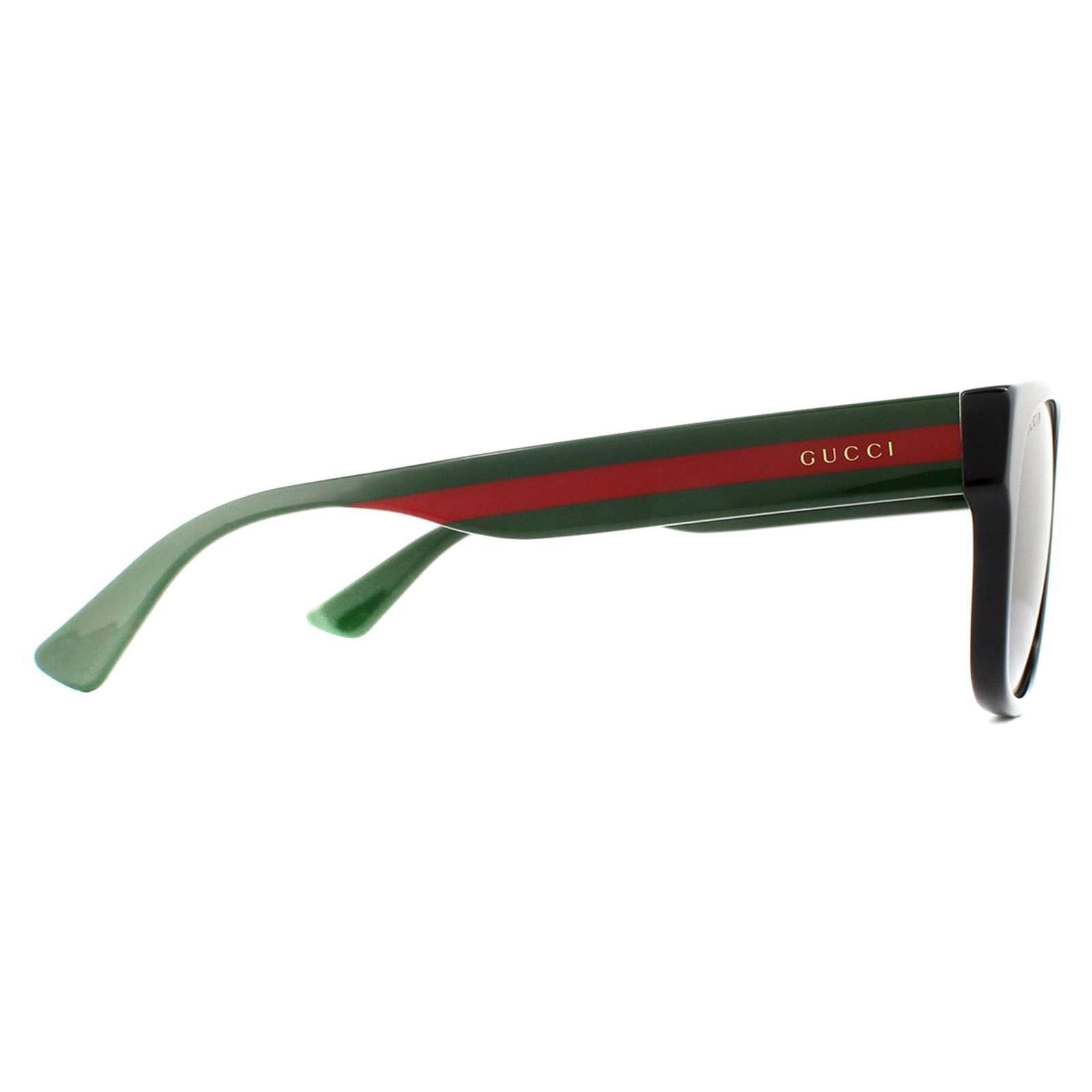 Gucci Gucci Men's Rectangle Black with Green & Red Stripe Grey Polarized Sunglasses - 4