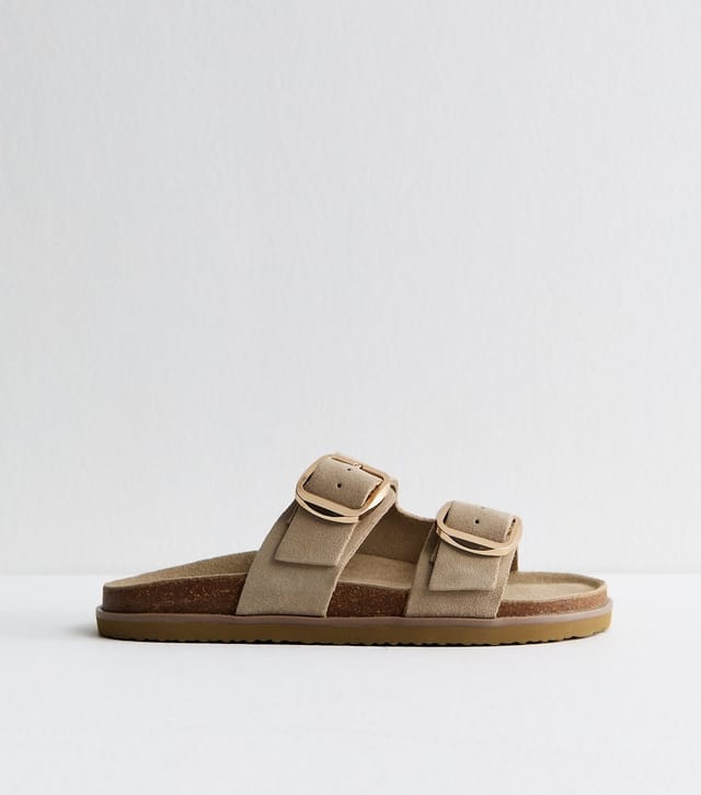 New Look Women's Premium Real Leather Off White Real Suede Buckled Strap Sandals New Look - 3