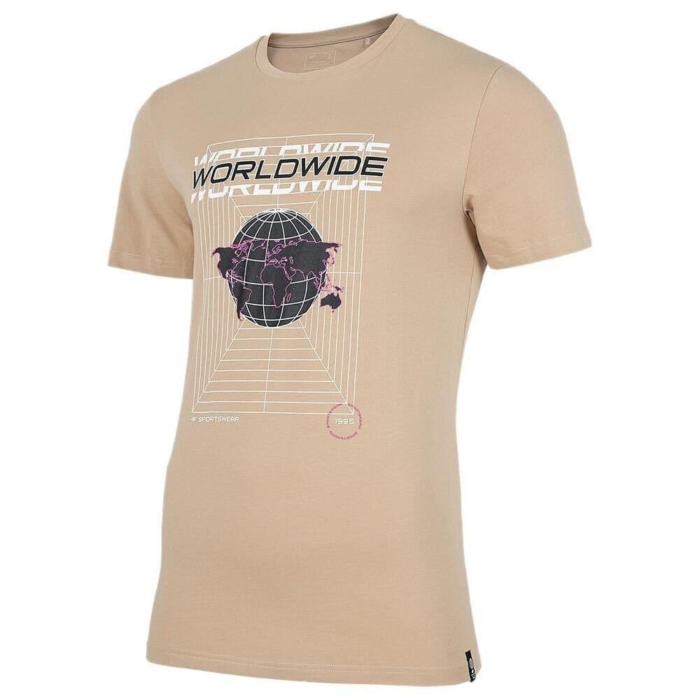 4F 4F Men's Globe T-Shirt in Beige