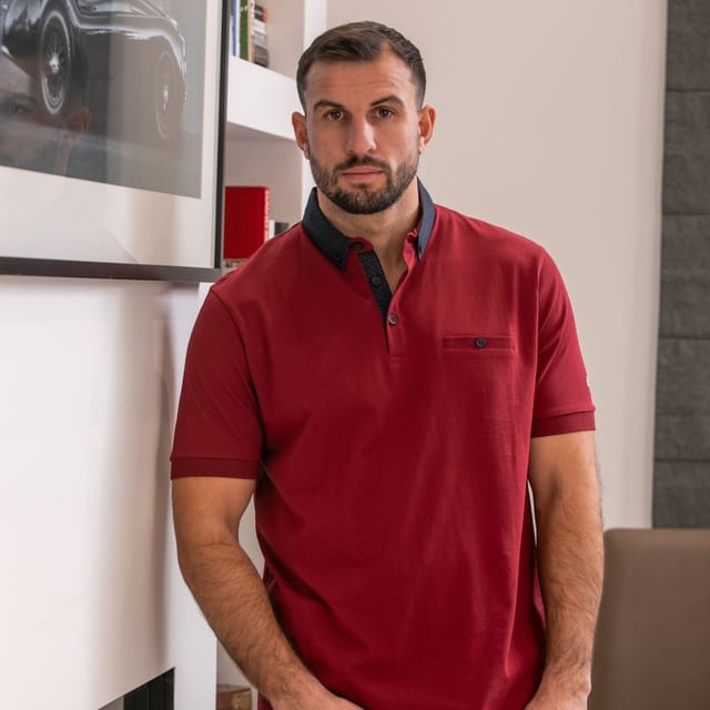 Lizard King Lizard King Men's Mens Wine Printed Collar Polo Shirt - 2