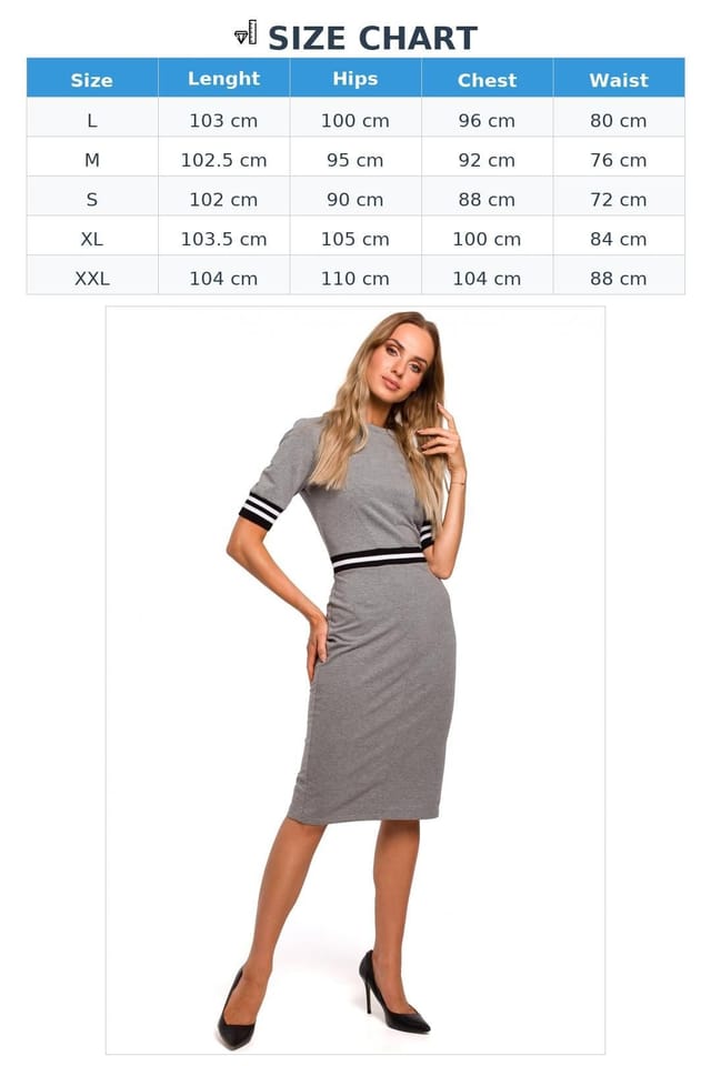Love Lace Love Lace Women's Two Tone Piped Fitted Day Dress with Rib Cuff in Grey - 3