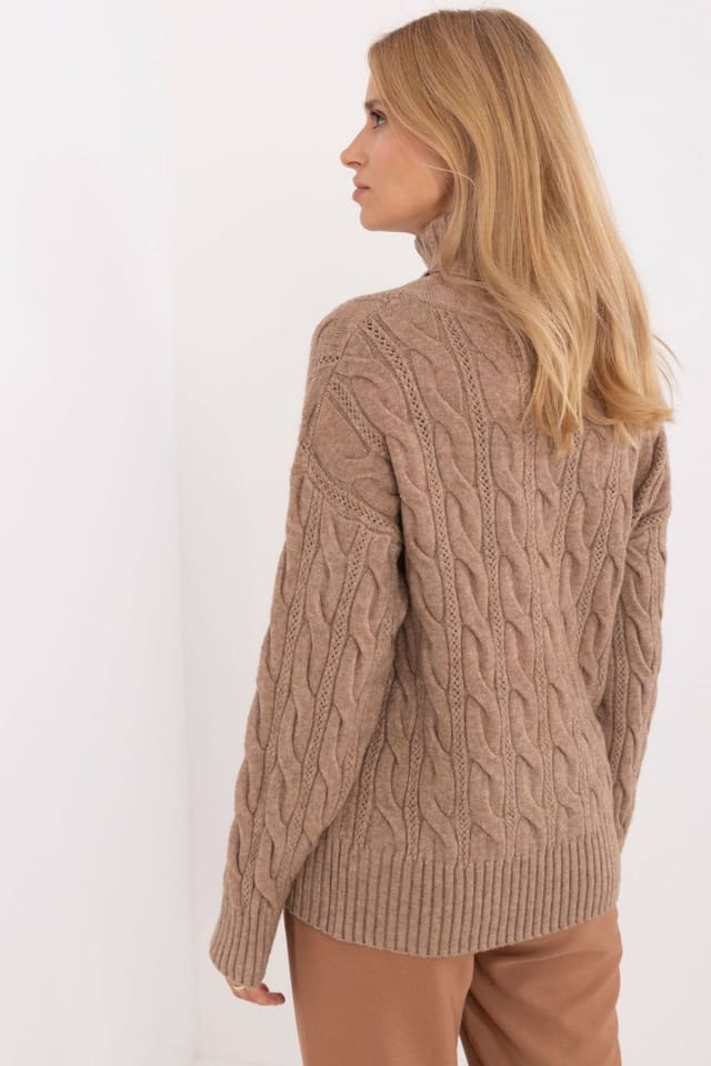 Love Lace Love Lace Women's Everyday Turtleneck Knit Sweater Long Sleeve in Beige - 3
