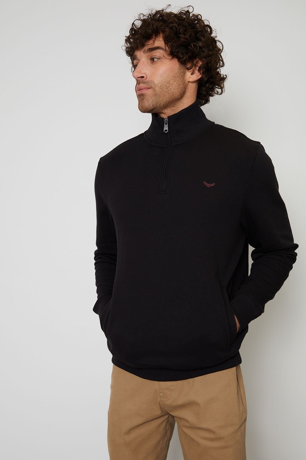 Threadbare Threadbare Men's 'Patrick' Zip Neck Sweatshirt in Black - 2