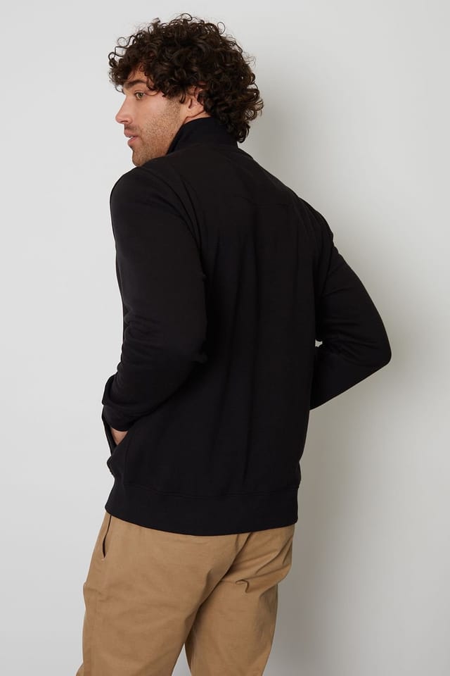 Threadbare Threadbare Men's 'Patrick' Zip Neck Sweatshirt in Black - 2