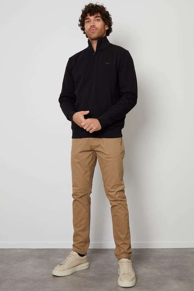 Threadbare Threadbare Men's 'Patrick' Zip Neck Sweatshirt in Black - 3