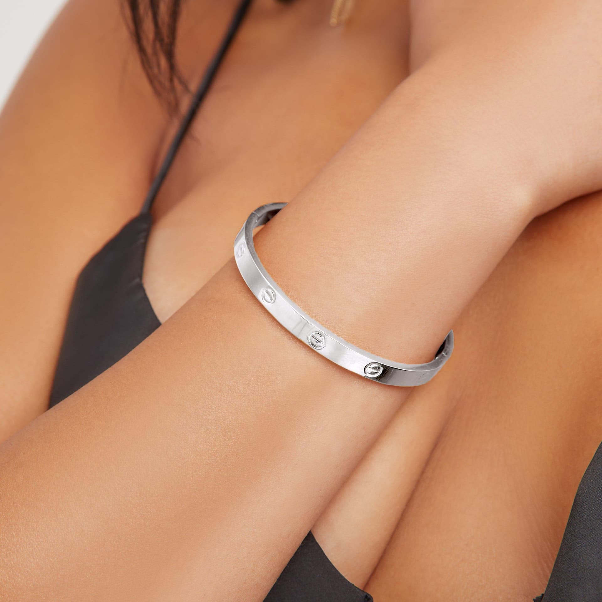 EGO Engraved Detail Bangle Bracelet In Silver, Women's Size UK One Size
