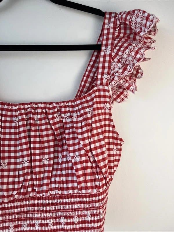 New Look New look - embroidered checked top cropped - size 16 - red