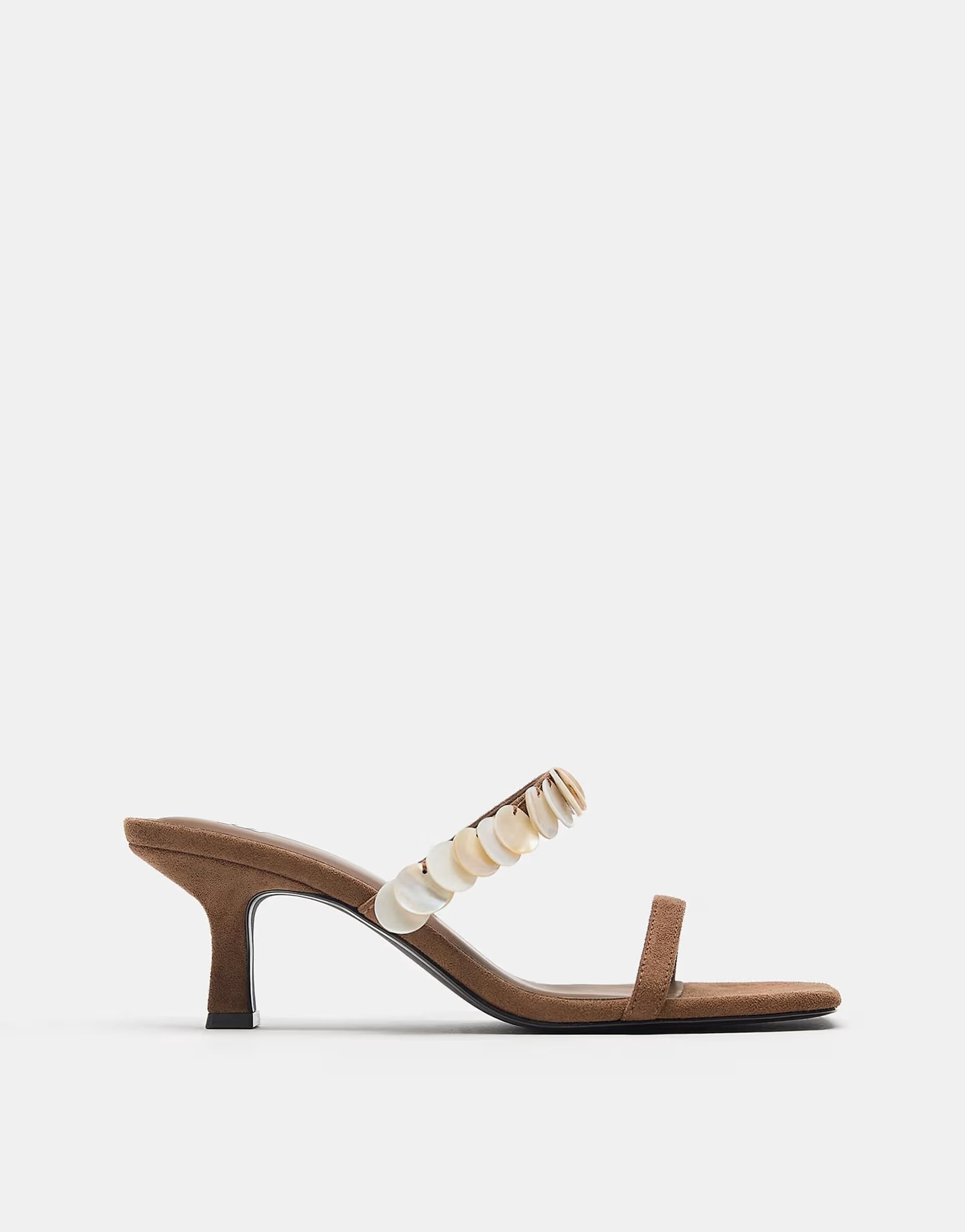 ASOS ASOS Brown Suede Beaded High-Heel Sandals
