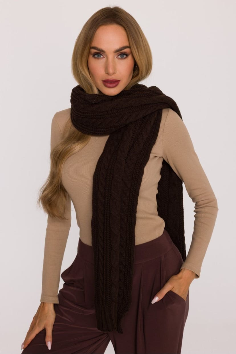 Love Lace Love Lace Women's Soft Thick Woven Long Braided Scarf for Cold Days Warm Wrap in Brown - 1