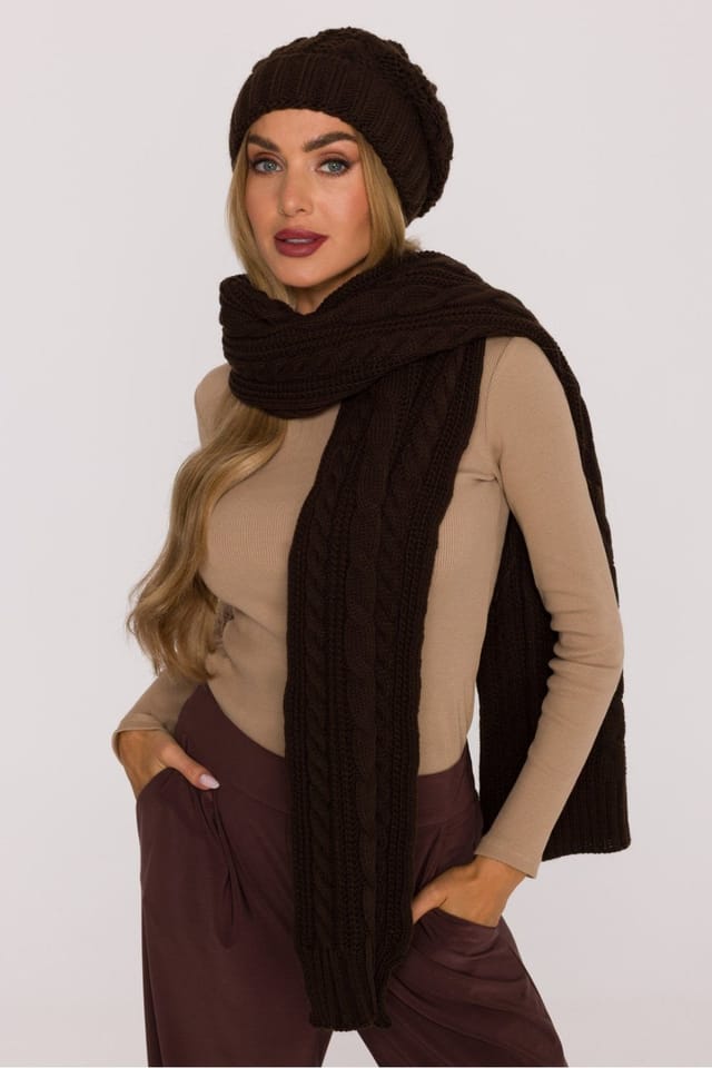 Love Lace Love Lace Women's Soft Thick Woven Long Braided Scarf for Cold Days Warm Wrap in Brown - 2
