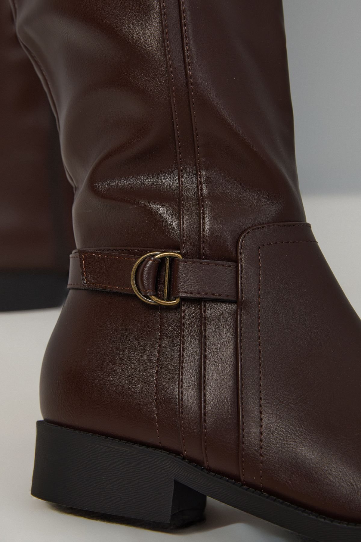 Good For the Sole Good For the Sole Women's : Cranberry Wide fit Buckle Detail Riding Boots in Chocolate - 4