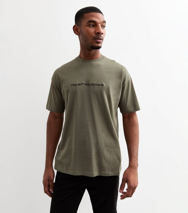 New Look Men's Brown Oversized Embroidered T-Shirt New Look - 2