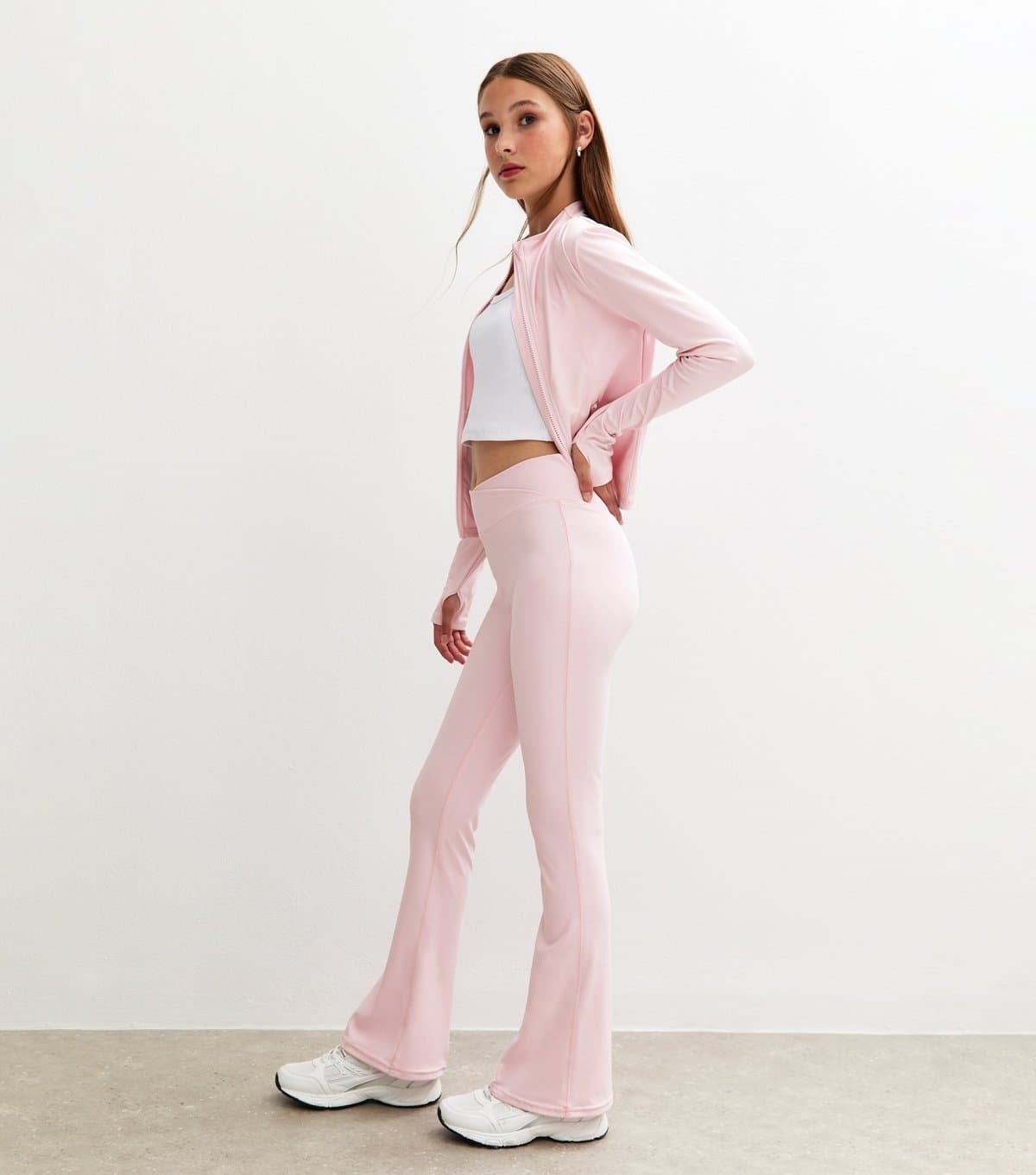 New Look New Look Light Pink Flared Athleisure Leggings