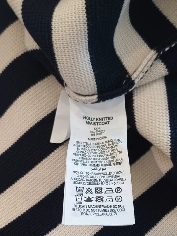 Boden Boden Holly Striped 100% Cotton Waistcoat- size L (16/18)