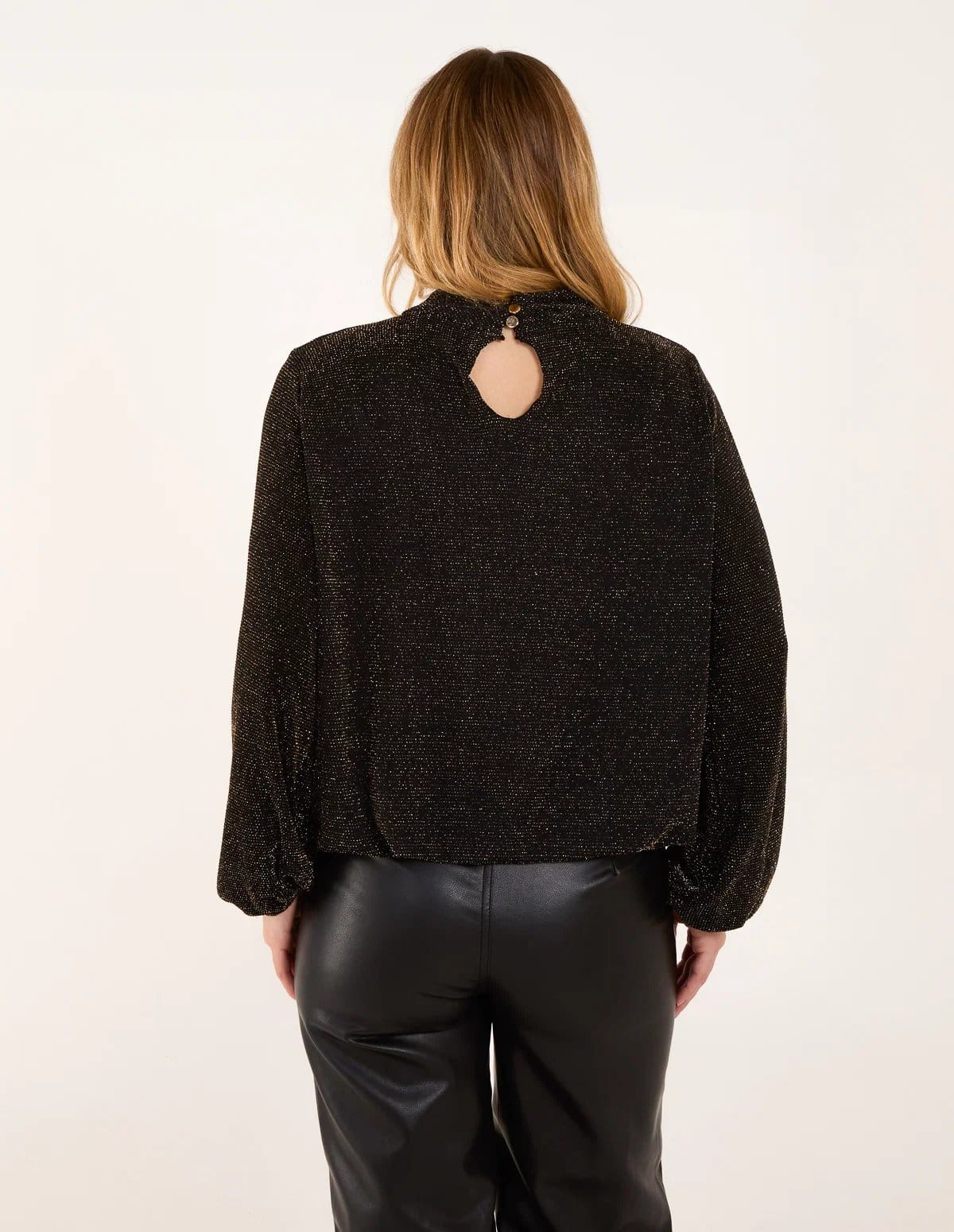 Blue Vanilla Metallic High Neck Puffball Top - 4