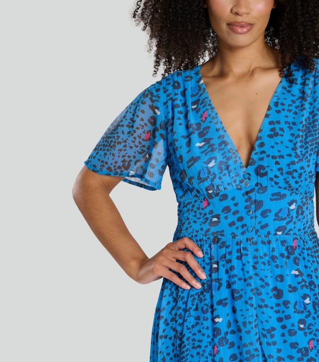 South Beach Women's Blue Leopard Print Chiffon Maxi Dress South Beach New Look - 3