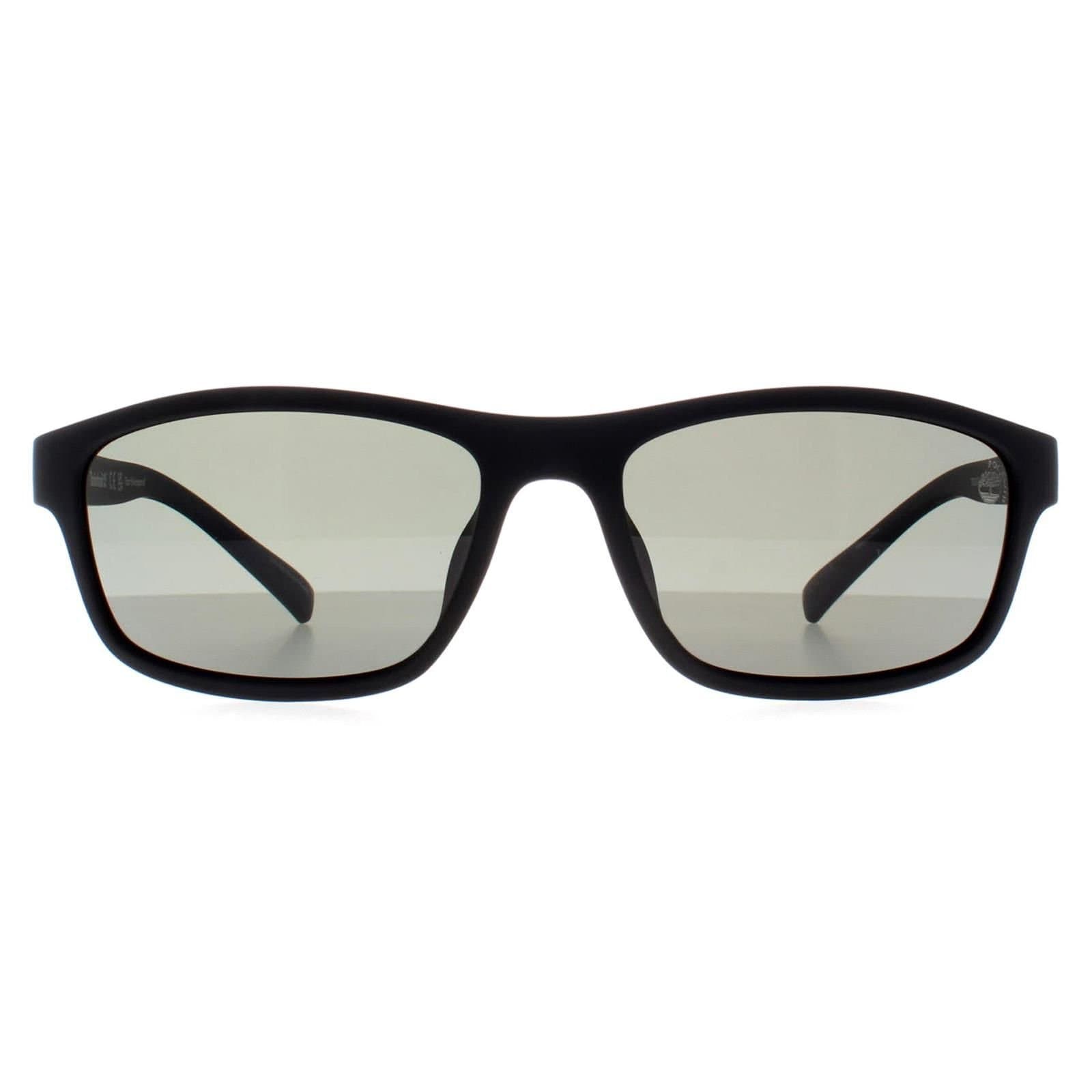 Timberland Timberland Men's Wrap Matte Black Green Polarized TB9237 Sunglasses