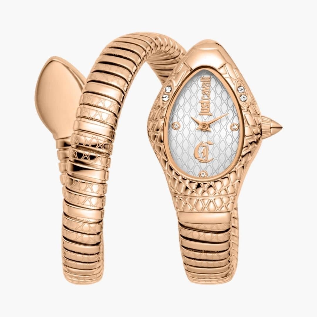 Just Cavalli Just Cavalli Women's Snake Silver Dial Rose Gold Color Stainless Steel Watch