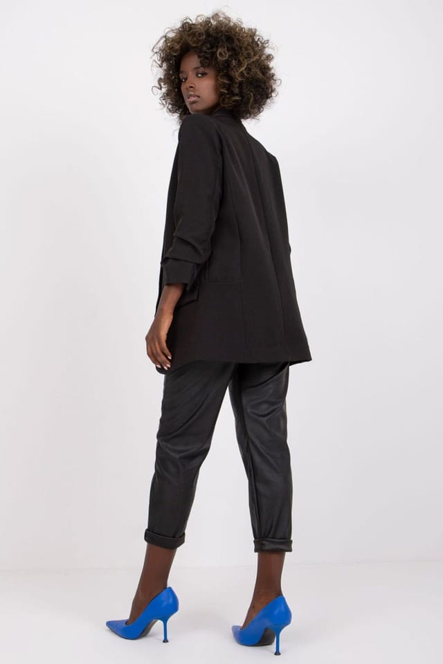 Love Lace Love Lace Women's Lined Buttonless 3/4 Jacket With Pockets in Black - 3