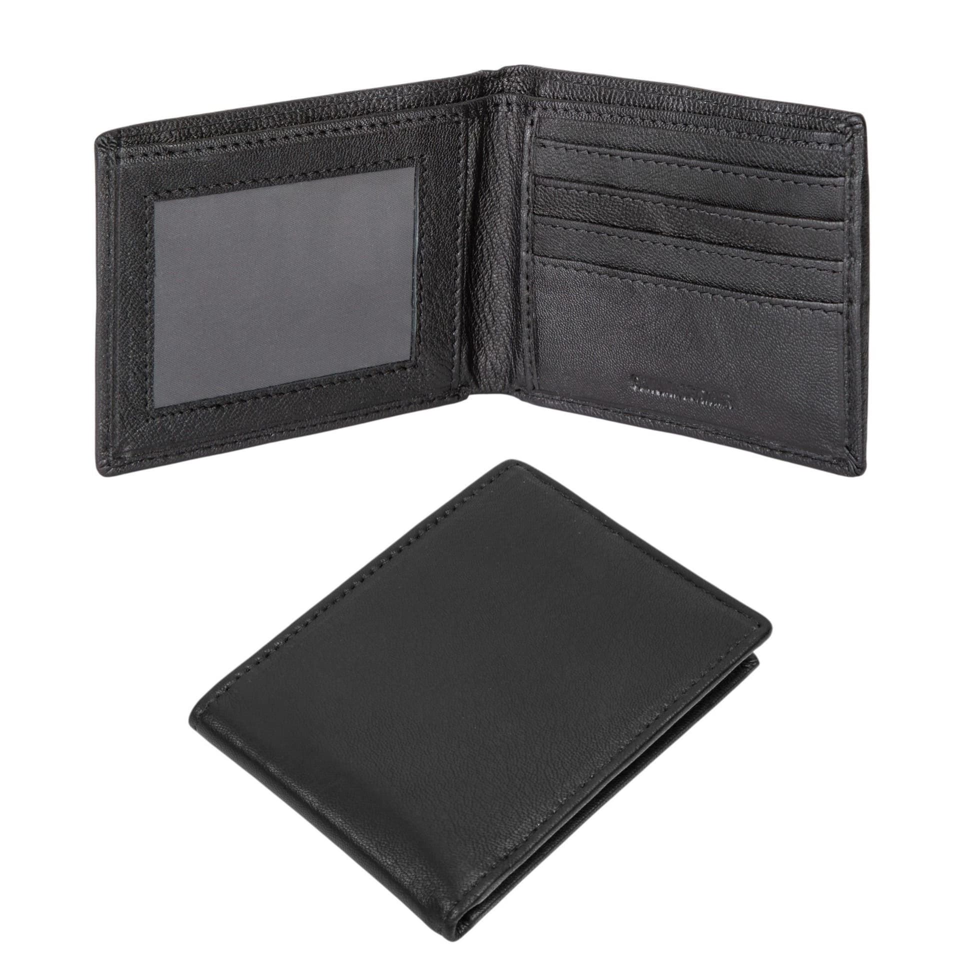Woodland Leathers Woodland Leathers Men's Men's Leather RFID Wallet with ID Window & Zip Coin Pocket in Black