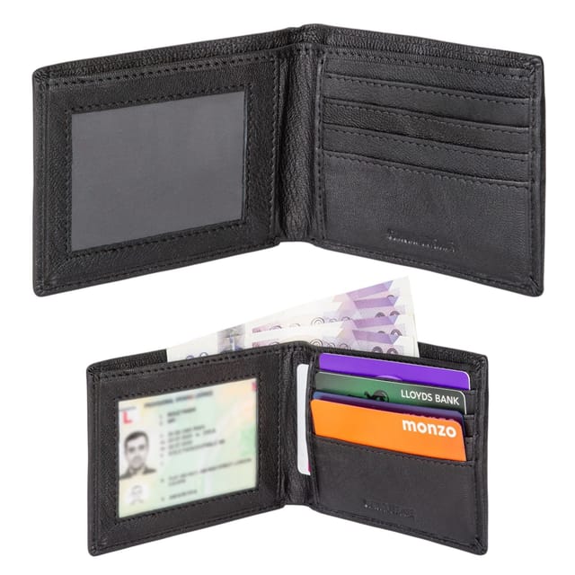 Woodland Leathers Woodland Leathers Men's Men's Leather RFID Wallet with ID Window & Zip Coin Pocket in Black - 2