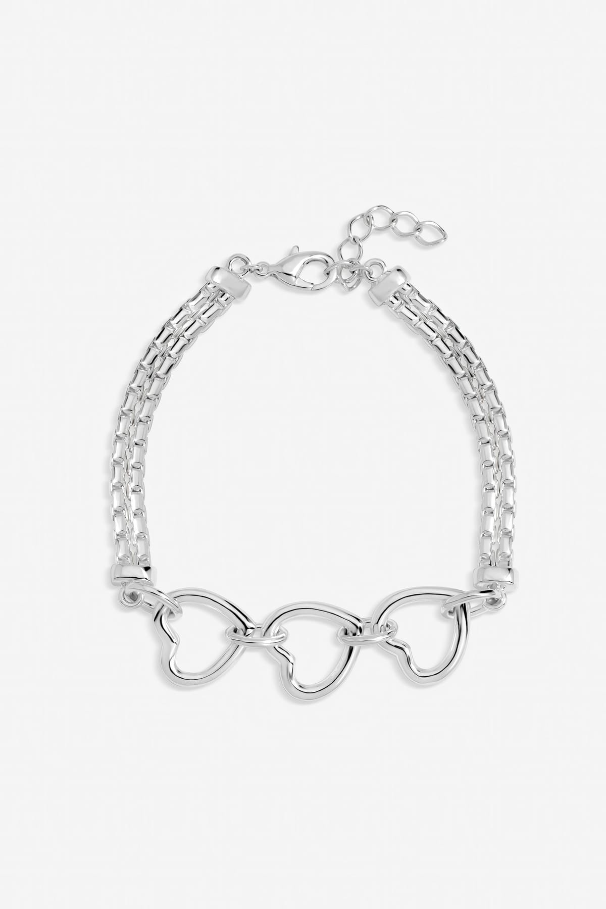 Inicio Inicio Women's Sterling Silver Plated Interlink Heart Bracelet - Gift Pouch - 1