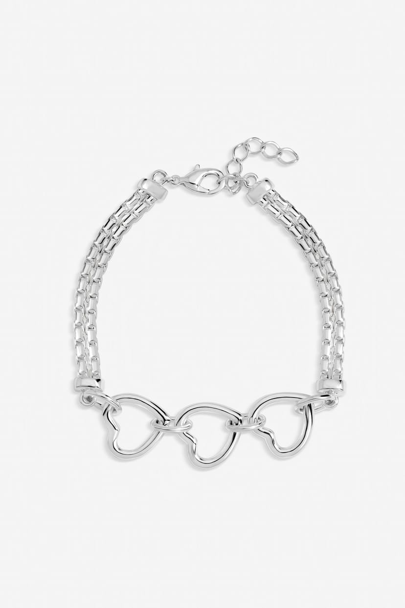 Inicio Inicio Women's Sterling Silver Plated Interlink Heart Bracelet - Gift Pouch - 1
