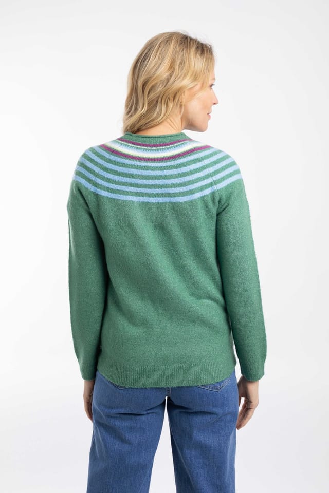 Weird Fish Weird Fish Women's Sinatra Patterned Knit Jumper in Dark Green - 3