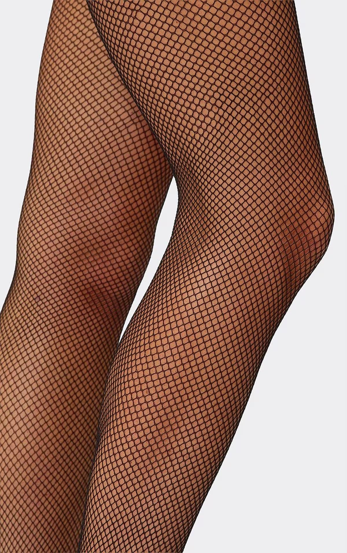 EGO Small Diamond Detail Tights In Black Fishnet, Women's Size UK 0