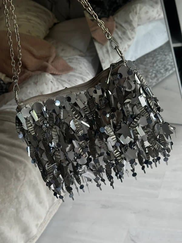 ASOS Design Silver star sequin shoulder bag