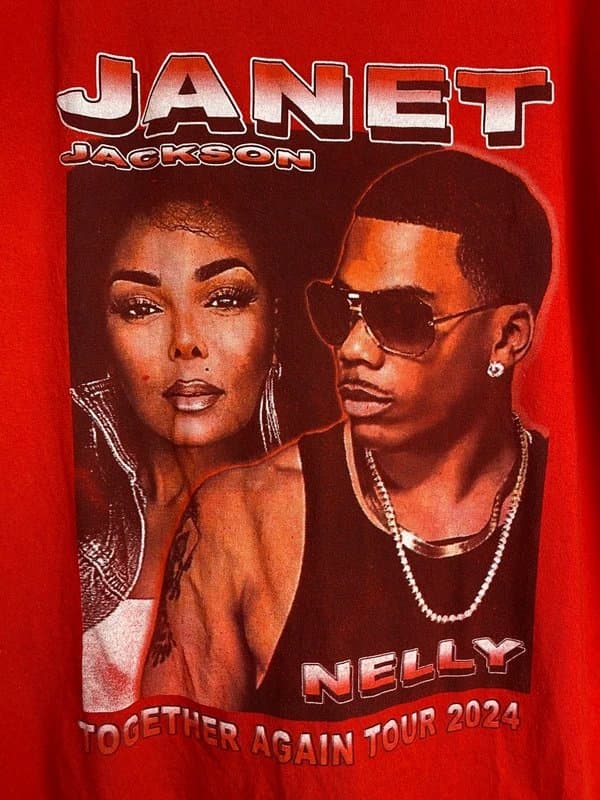 No Label Janet Jackson Nelly Together Again Tour 2024 Red Tee Large