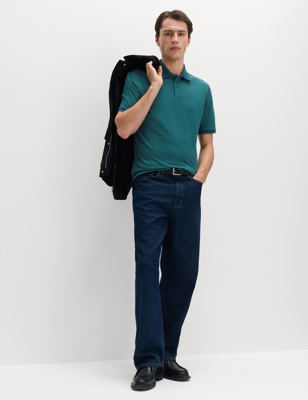 Marks & Spencer M&S Ultimate Tipped Pique Polo Shirt Petrol Mix - 2