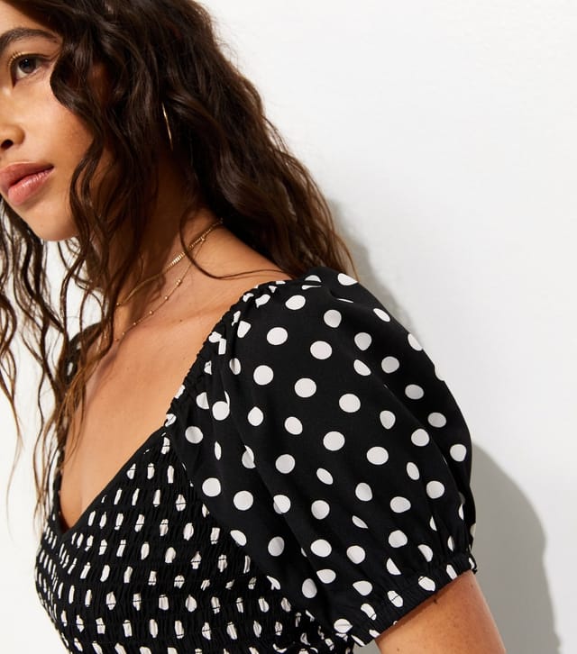 New Look Women's Black Crepe Polka Dot Shirred Jumpsuit New Look - 2