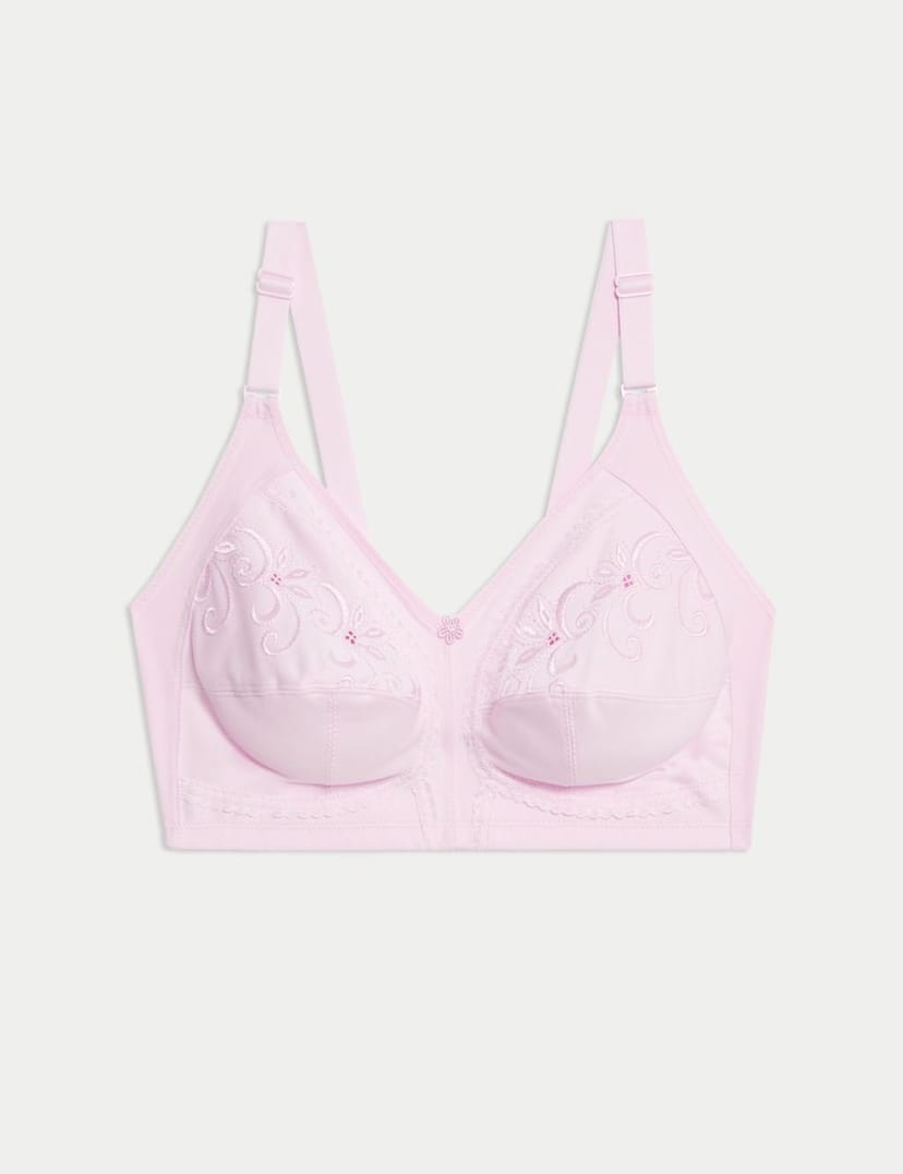 Marks & Spencer M&S Embroidered Non Wired Total Support Bra Powder Pink - 1
