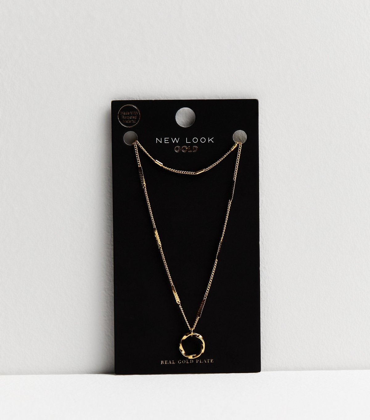 New Look 18ct Gold Plated Circle Pendant Layered Chain Necklace New Look - 3