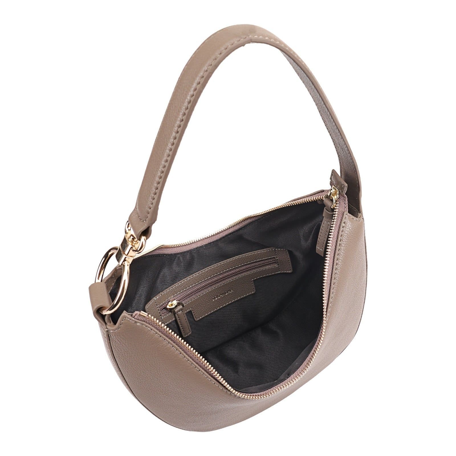 Sosandar SOSANDAR Women's Hudson Leather Shoulder Bag in Taupe - 4