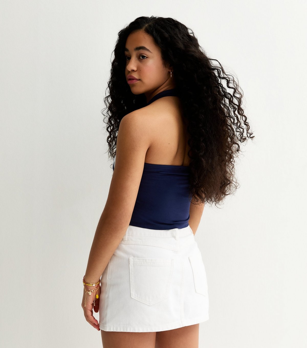 New Look Girls' Navy Boston 1998 Halterneck Crop Top New Look - 4