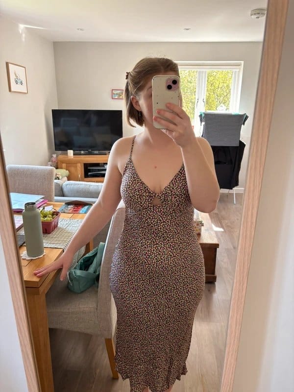 Bershka Floral Print Satin Midi Dress