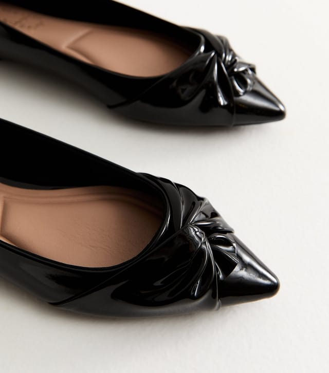 New Look Women's Black Twist Faux Leather Pointed Toe Pumps Vegan New Look - 3